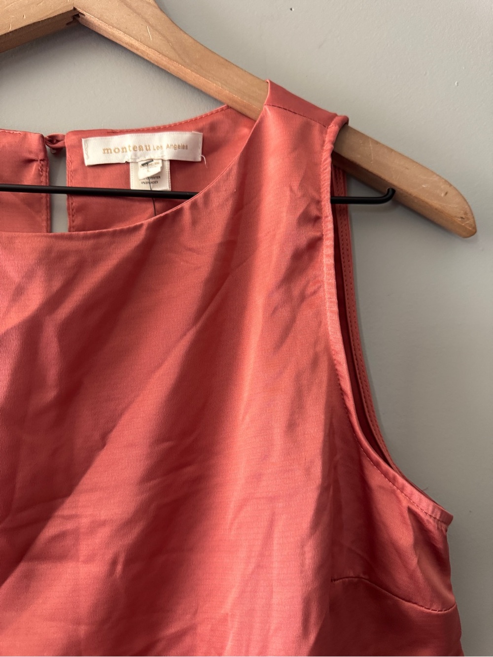Monteau | Scallop-Hem Coral Sleeveless Top | L - Picture 3 of 5